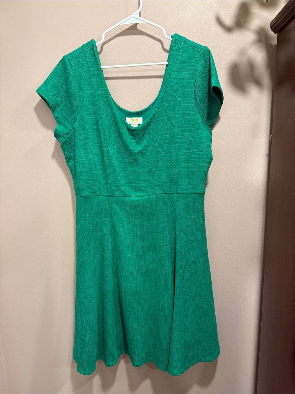 Maeve by Anthropologie Emerald Green Scoop-Neck Fit & Flare Midi Dress XL